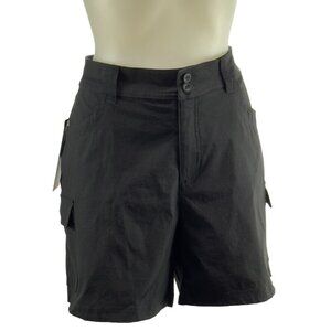 EDDIE BAUER Women's Summer Trail Shorts Pockets Black Nylon Stretch Size 16